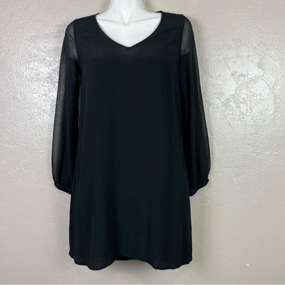 Express women long sleeve V-neck‎ mini black dress size Xsmall